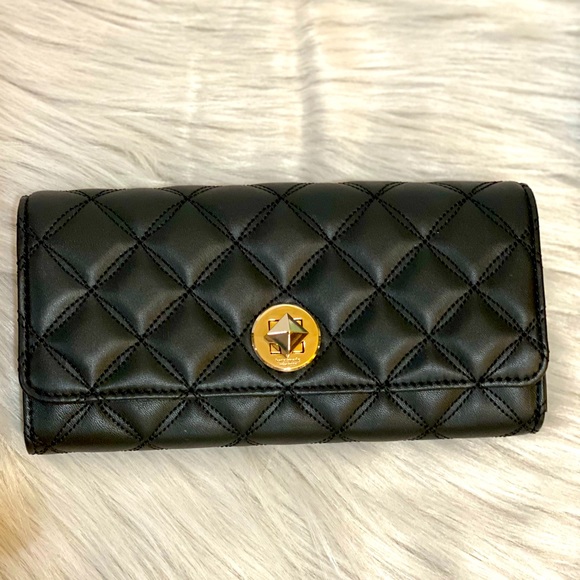 Kate Spade Black Smooth Quilted Large Turn Lock Wallet - Picture 7 of 11